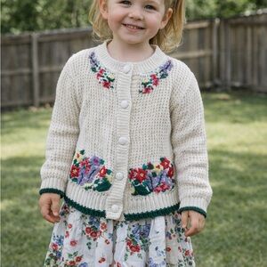 Vintage Strawberry Love Floral Knit Cardigan